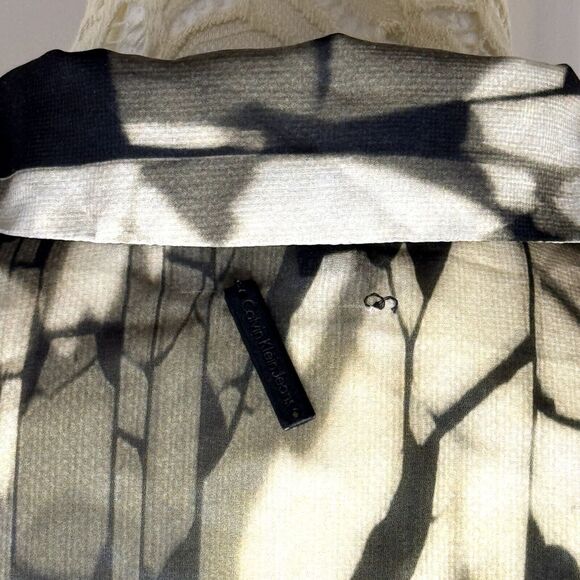 Calvin Klein Sheer Chiffon Button Front Blouse Top Abstract 28/38 S? am - Picture 6 of 6